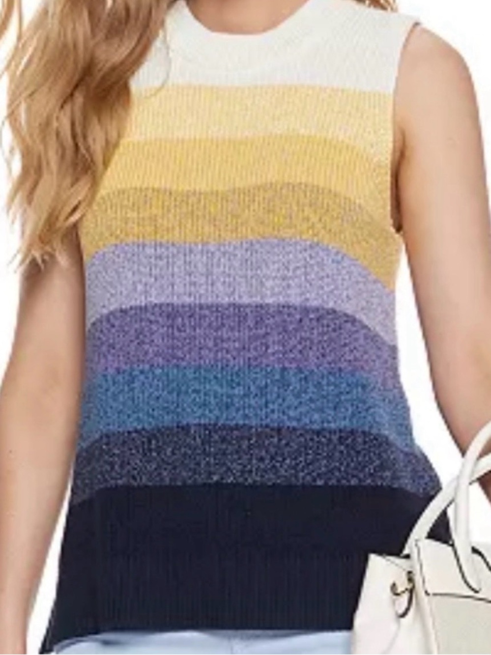 Nine West Striped Crew Neck Sweater Tank Womens Size L - NWOT